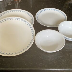 Lot of Corelle Snowflake Blue Dishes